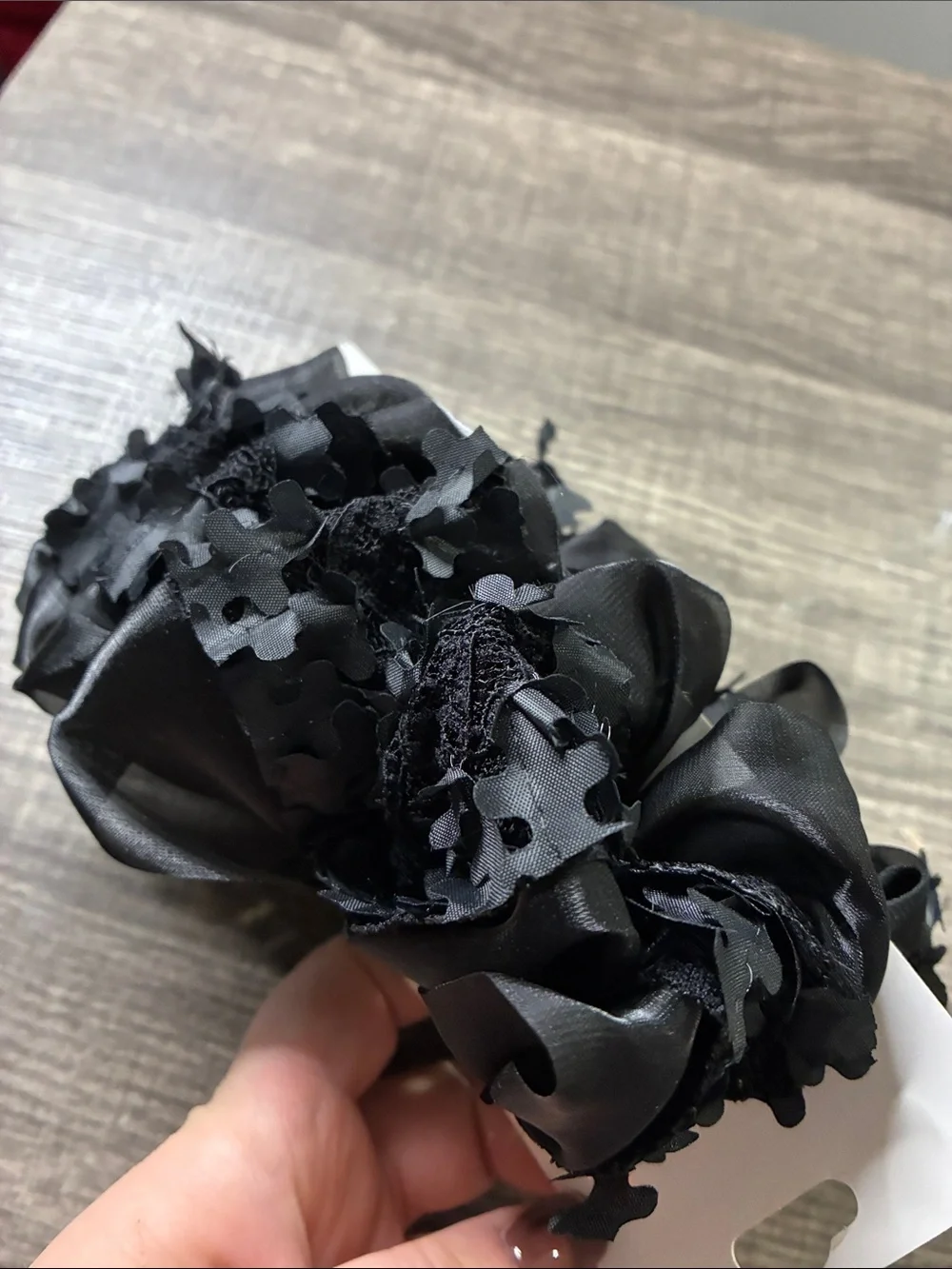 Black Floral Fabric Hair Claw Clip